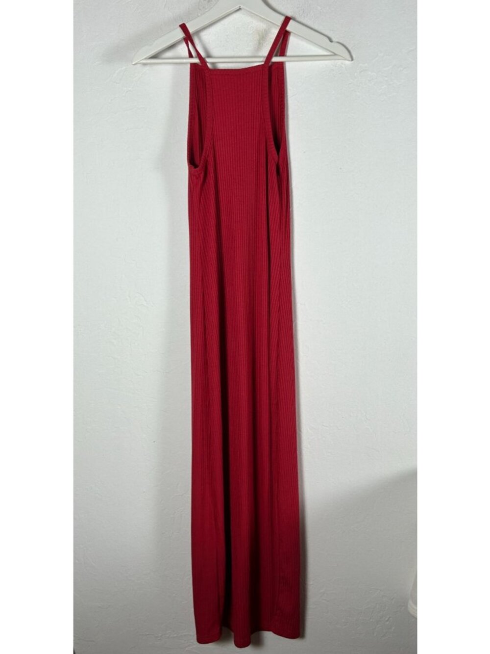 Hoodies Cool & Casual Womens Red Ribbed Sleeveless Sport Maxi Dress XS Stretch - Picture 3 of 9